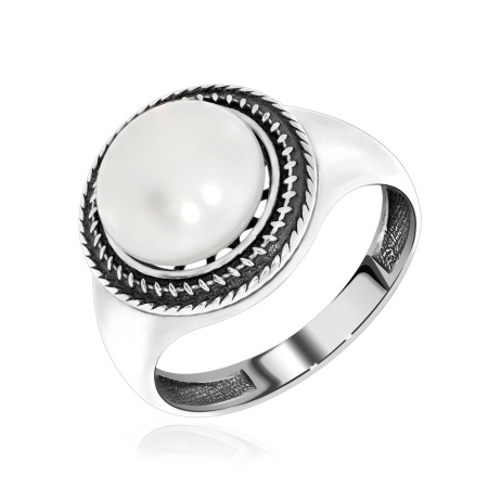 Кольцо из серебра с жемчугом со скидкой