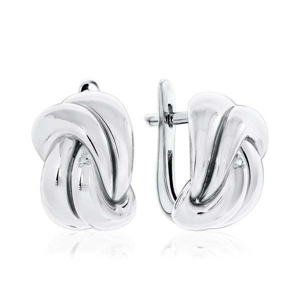 Серьги из серебра с фианитами со скидкой