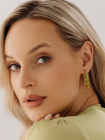 Серьги из серебра с хризолитами