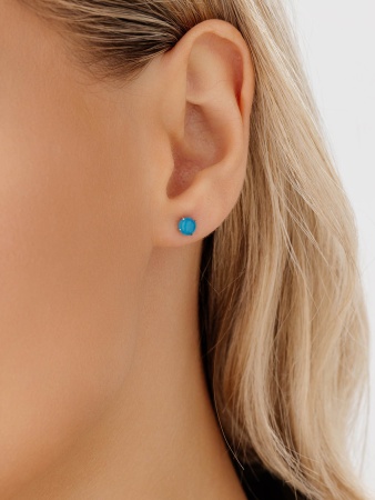 Пусеты из серебра с агатами