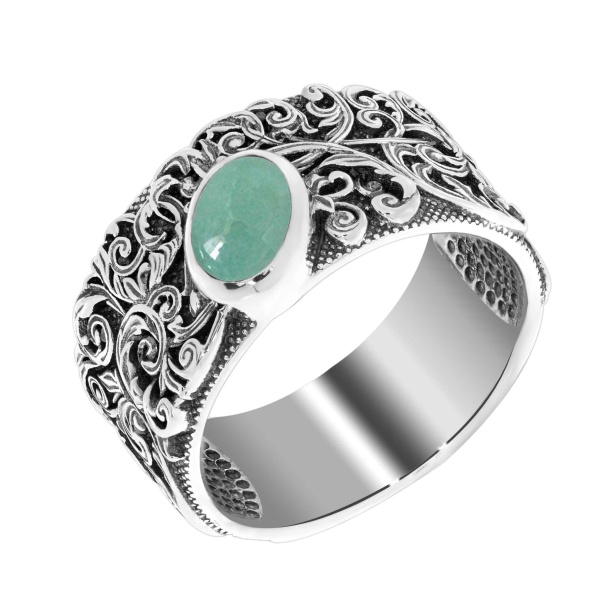 Купить кольцо из серебра с авантюрином в интернет-магазине KRASNOE