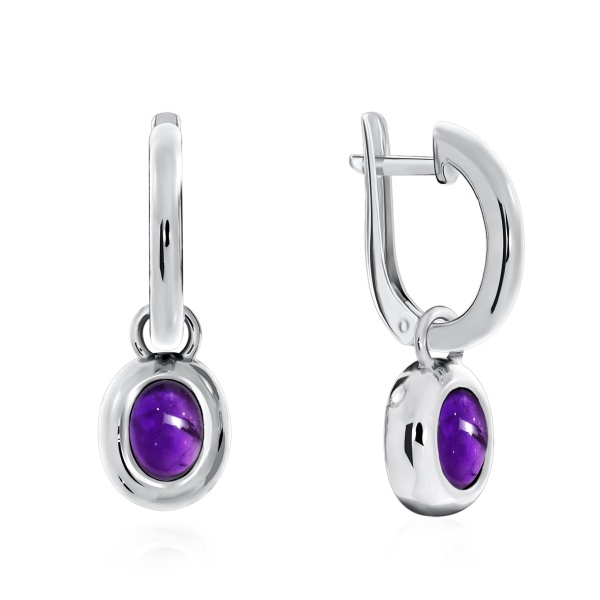 Серьги из серебра с аметист 2340060365 от KRASNOE, металл Серебро, вставка Аметист