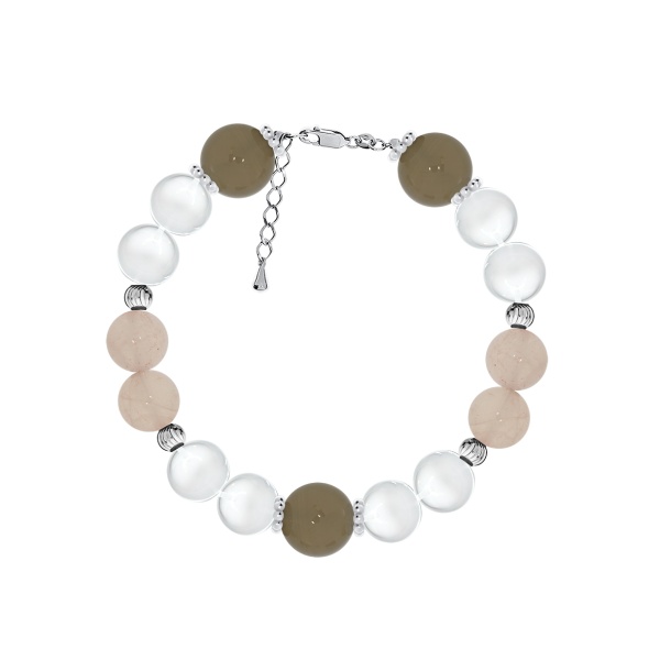 Купить браслет из серебра с агатами, кварцем и хрусталём