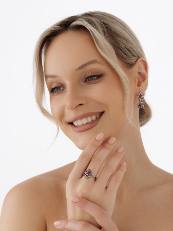 Купить кольцо из серебра с ситаллами и фианитами в интернет-магазине KRASNOE