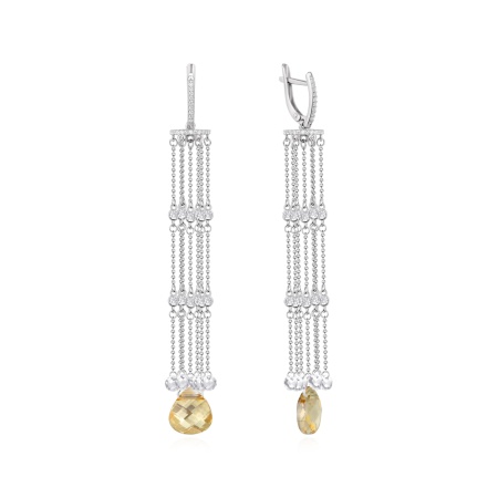 Серьги из серебра с фианитом