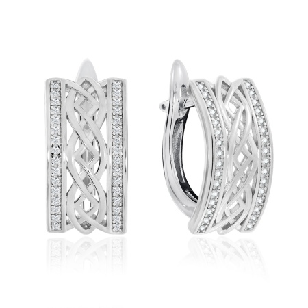 Серьги из серебра с фианитами со скидкой