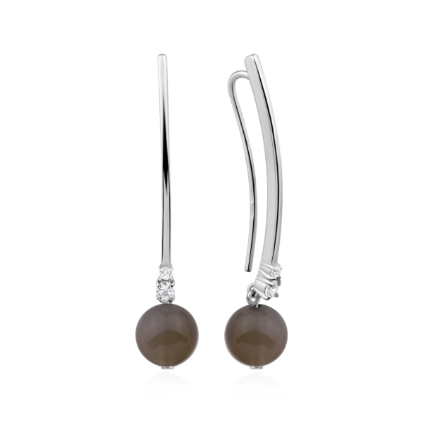 Серьги из серебра с агатами и фианитами в ювелирном интернет-магазине