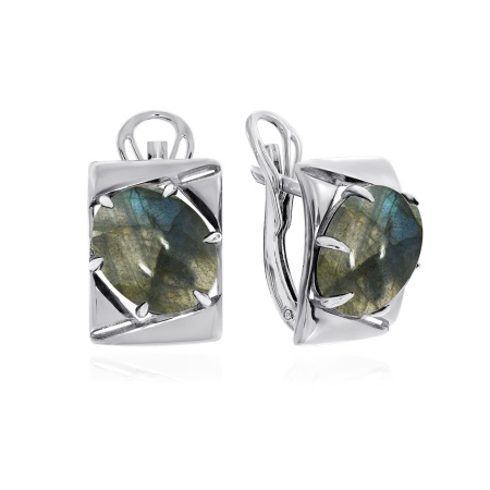 Серьги из серебра с лабрадоритами 2340Л01395 от KRASNOE, металл Серебро, вставка Лабрадорит