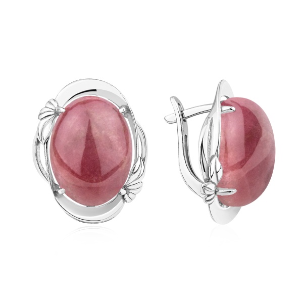 Серьги из серебра с родонитами в ювелирном интернет-магазине