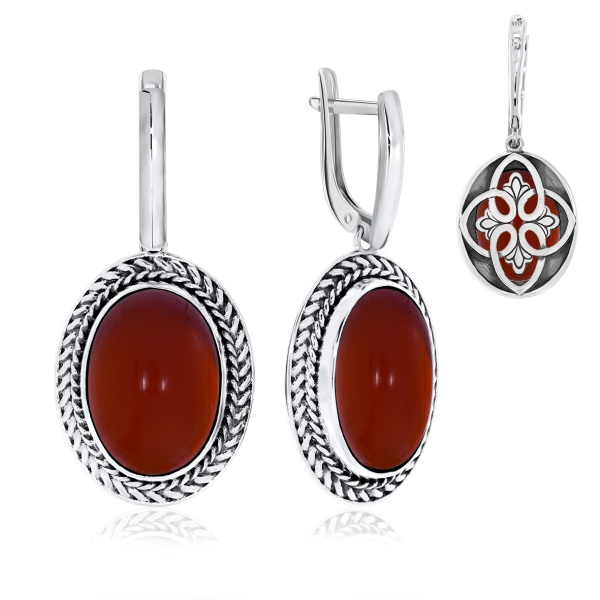 Серьги из серебра с агатом