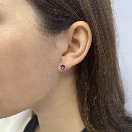 Пусеты из серебра с  2340071972л-30 от KRASNOE, металл Серебро, вставка Топаз Розовый Пусеты из серебра с  2340071972л-30 от KRASNOE, металл Серебро, вставка Топаз Розовый