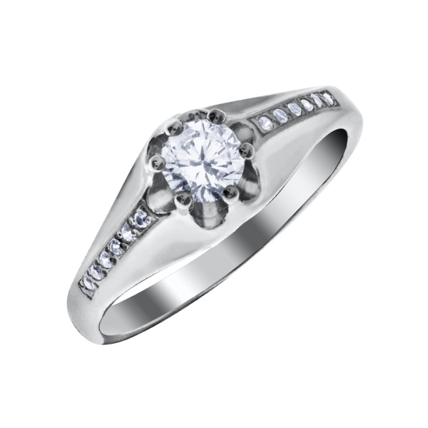 Кольцо из серебра с фианитами со скидкой