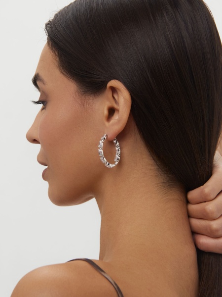 Серьги из серебра с фианитом