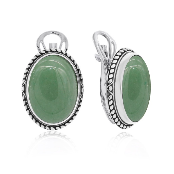 Серьги из серебра с нефритами