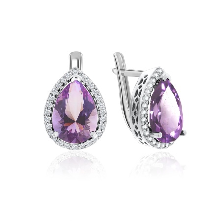 Серьги из серебра с аметист