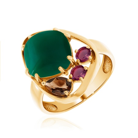 Купить кольцо из серебра с агатом и фианитами в интернет-магазине KRASNOE