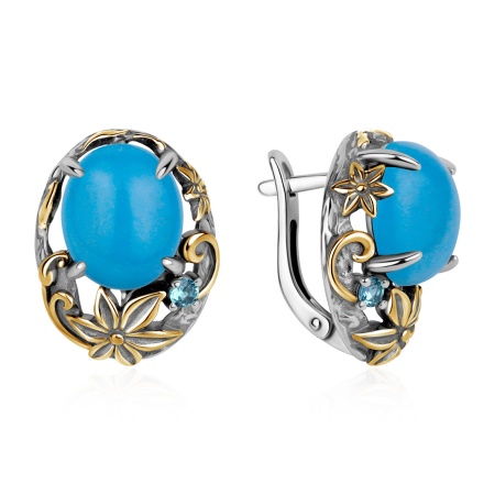 Серьги из серебра с бирюзой и фианитами 2317Б25328 от KRASNOE, металл Серебро, вставка Бирюза Серьги из серебра с бирюзой и фианитами 2317Б25328 от KRASNOE, металл Серебро, вставка Бирюза