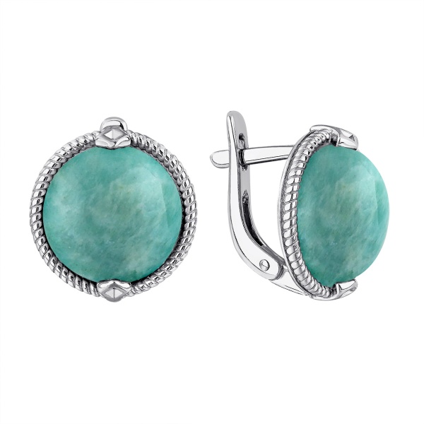 Серьги из серебра с амазонитами 2340375152 от KRASNOE, металл Серебро, вставка Амазонит