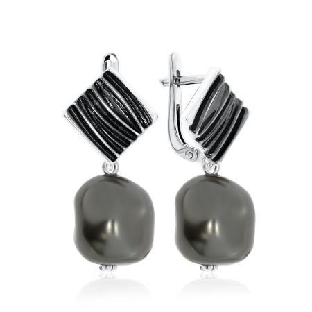 Серьги из серебра с жемчугом 2348241398-21 от KRASNOE, металл Серебро, вставка Жемчуг Имитация
