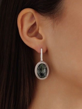Серьги из серебра с серафинитом