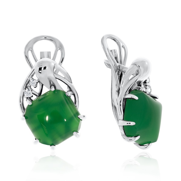 Серьги из серебра с агатами и фианитами 2340390984-60 от KRASNOE, металл Серебро, вставка Агат