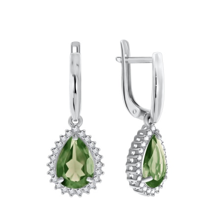 Серьги из серебра с фианитами со скидкой