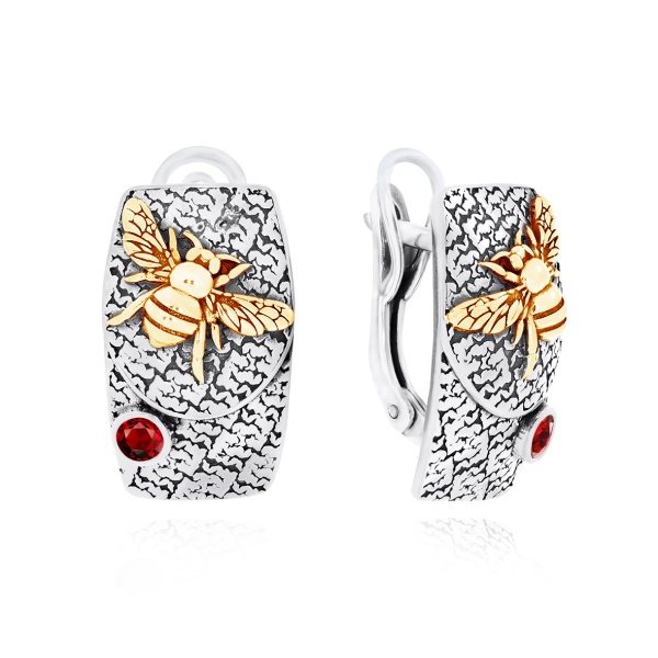 Серьги из серебра с гранатами 2317151769 от KRASNOE, металл Серебро, вставка Гранат