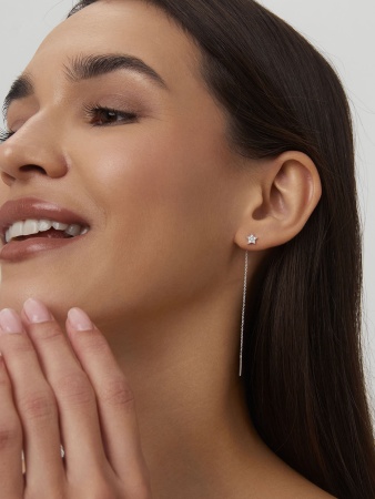 Серьги из серебра с фианитами