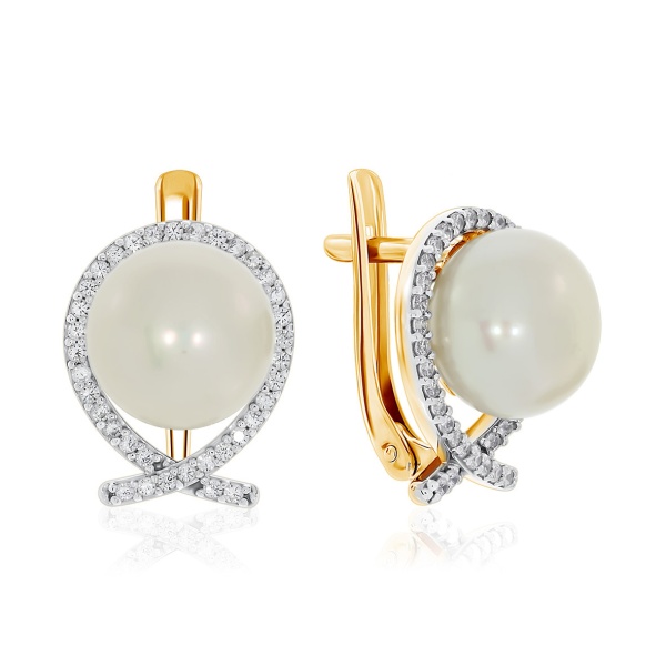 Серьги из серебра с жемчугами 2329050801л-2 от KRASNOE, металл Серебро, вставка Жемчуг