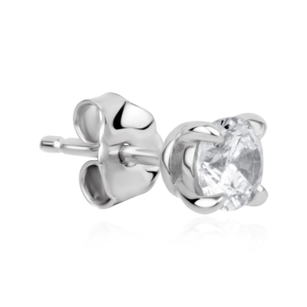 Пусеты из серебра с фианитом 2340206726 от KRASNOE, металл Серебро, вставка Фианит