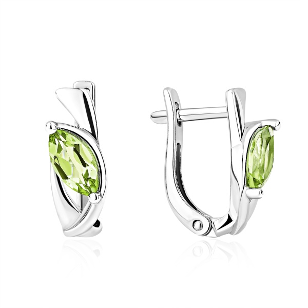 Серьги из серебра с хризолитами в ювелирном интернет-магазине