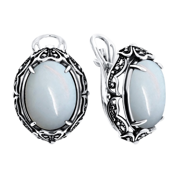 Серьги из серебра с лунным камнем