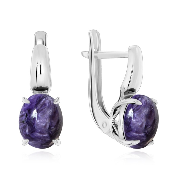Серьги из серебра с чароитами