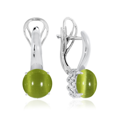 Серьги из серебра с кошачий глазами