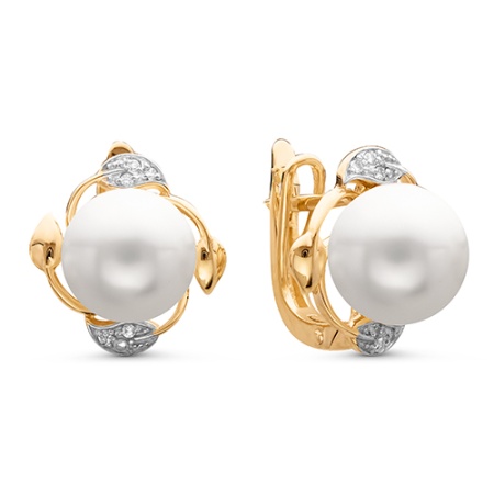 Серьги из золота Z2-9232 от KRASNOE, металл Золото, вставка Жемчуг , фианиты Серьги из золота Z2-9232 от KRASNOE, металл Золото, вставка Жемчуг , фианиты