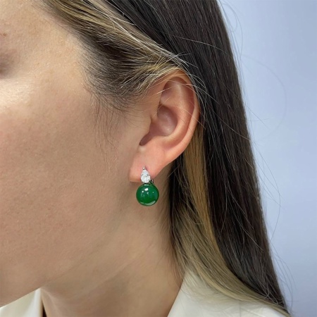 Серьги из серебра с агатами и фианитами