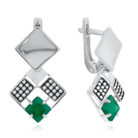 Серьги из серебра с агатами и фианитами 2348394755л-60 от KRASNOE, металл Серебро, вставка 