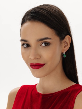 Серьги из серебра с рубин-цоизитами