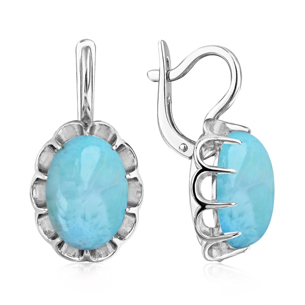 Серьги из серебра с ларимаром