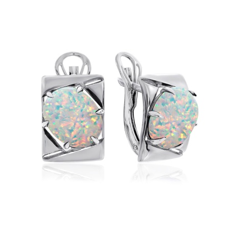 Серьги из серебра с опалом 2340251395-10 от KRASNOE, металл Серебро, вставка Опал