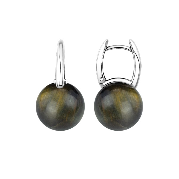 Серьги из серебра с соколиным глазом