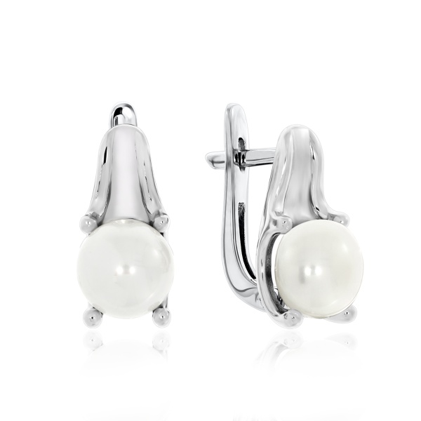 Серьги из серебра с жемчугами 2340051399 от KRASNOE, металл Серебро, вставка Жемчуг