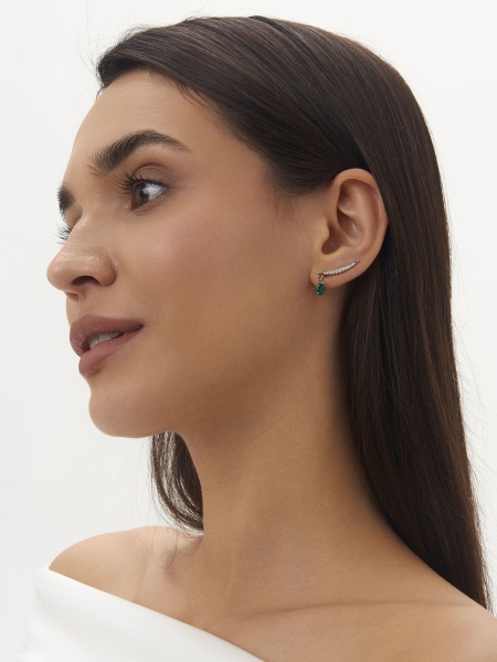 Серьги из серебра с агатами и фианитами