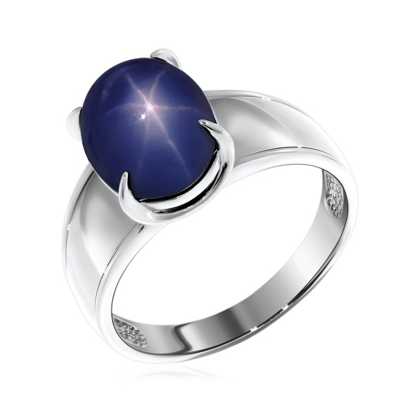 Кольцо из серебра с сапфир звездчатыйом со скидкой