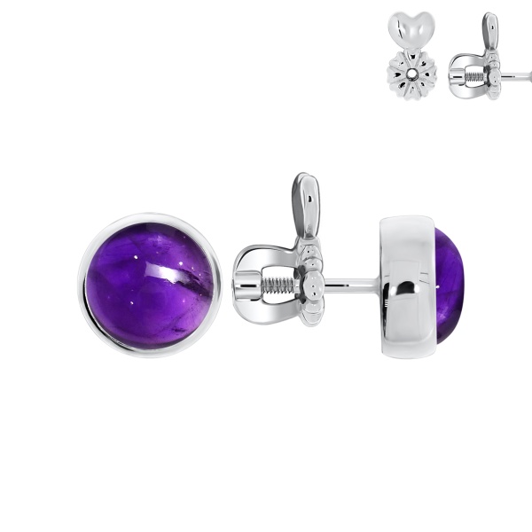 Пусеты из серебра с аметист П340062780 от KRASNOE, металл Серебро, вставка Аметист