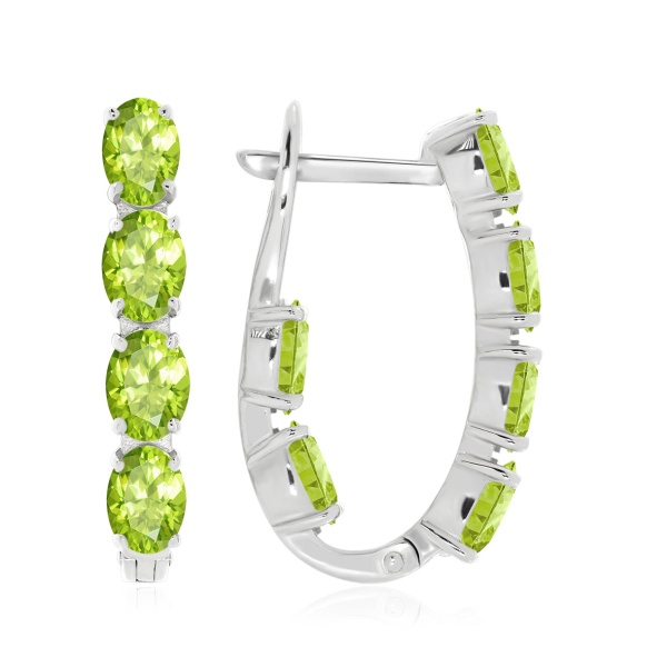 Серьги из серебра с хризолитом