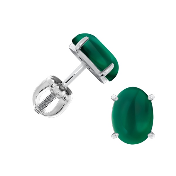 Пусеты из серебра с агатами