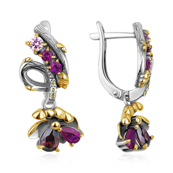 Серьги из серебра с фианитом