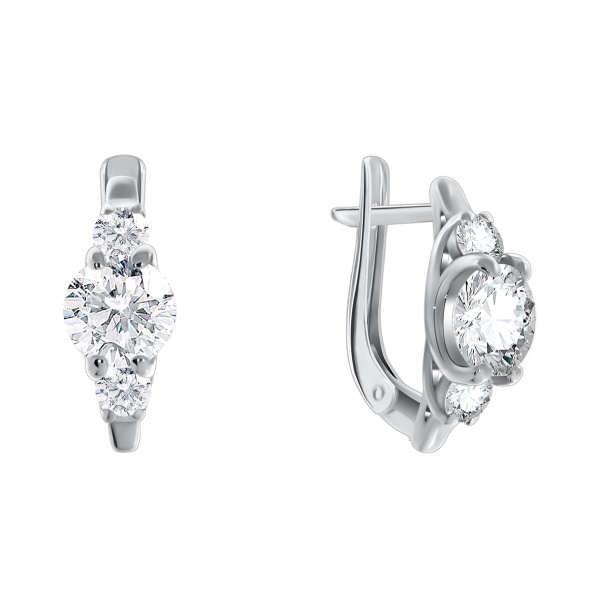 Серьги из серебра с фианитами со скидкой