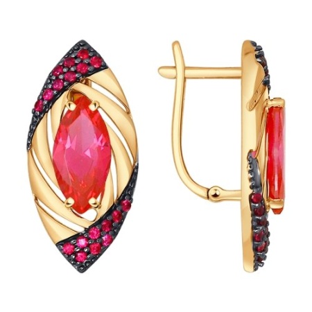 Серьги из золота 724419 от KRASNOE, металл Золото, вставка Корунд Синт.